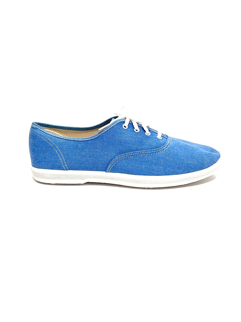 Vintage 1990s deadstock blue denim canvas lace up casual sneakers